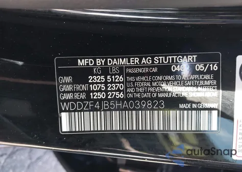 2017 Mercedes-Benz E 300 from USA, damaged, VIN WDDZF4JB5HA039823